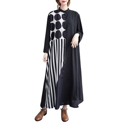 FEISEDY Classic Loose Fit Dress with Color Long Plus A8015 Women's Print, Sleeves, Sizes,