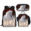 Klassisch Neuheit Lustig Cool Feuer Verrücktes Pferd 3D-Druck 3 Stück/Set Pupille Schultaschen Laptop Tagesrucksack Rucksack Lunchtasche Federmäppchen