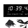 Electric Wall Clock Decor Calendar Display for Bedroom Living Room White