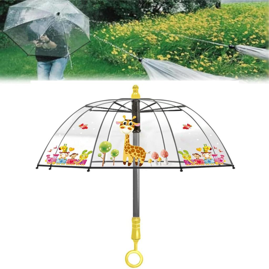 Cartoon Transparent Umbrella Girl High Value Long Handle Umbrella Funny Water Spray Umbrella Large Parasol Umbrella Water Gun