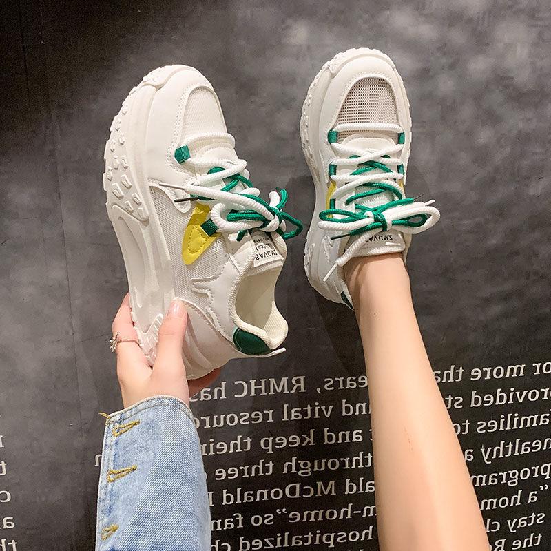 Lightweight shoes shock-absorbing running soft-soled sneakers for women's new spring versatile thick-soled mesh dad shoes for women