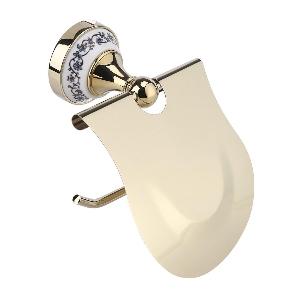 1PC Polished Bathroom Toilet Roll Paper Holder Rack Wall Mounted Tissue Cover Gold