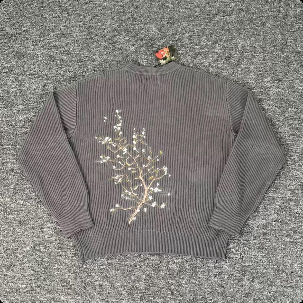 LUXEON Autumn/Winter Floral Embroidered Sweater Grey Fashion High Street Premium Sweater Unisex