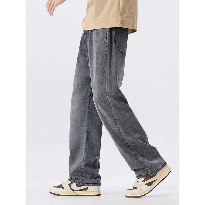 Lyocell Tencel Jeans Men's Summer Thin Cool Comfortable Vertical Loose Straight Pants