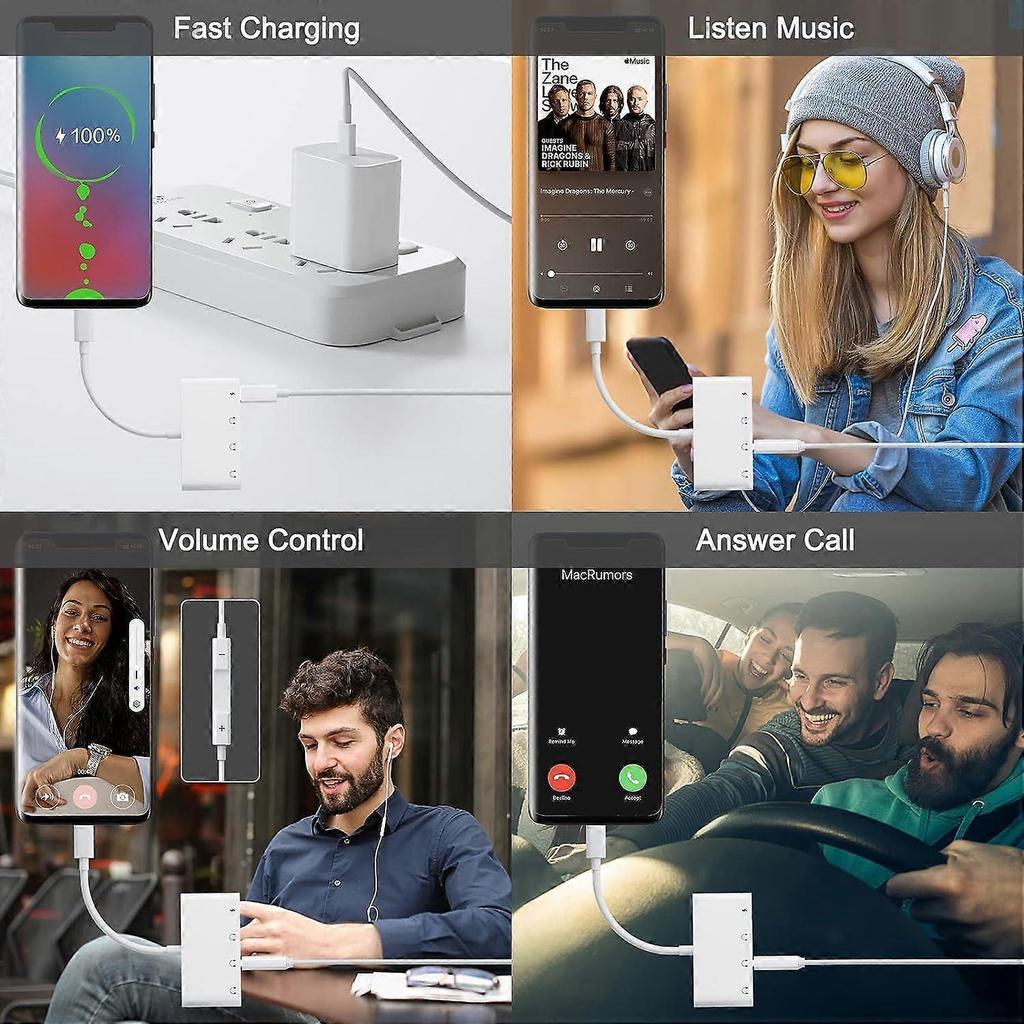 USB auf 3,5mm Kopfhörer Audio Splitter, Kopfhöreranschluss Splitter, TypC auf doppelten Kopfhöreradapter Splitter für iPad Pro, Samsung Galaxy, Pixel