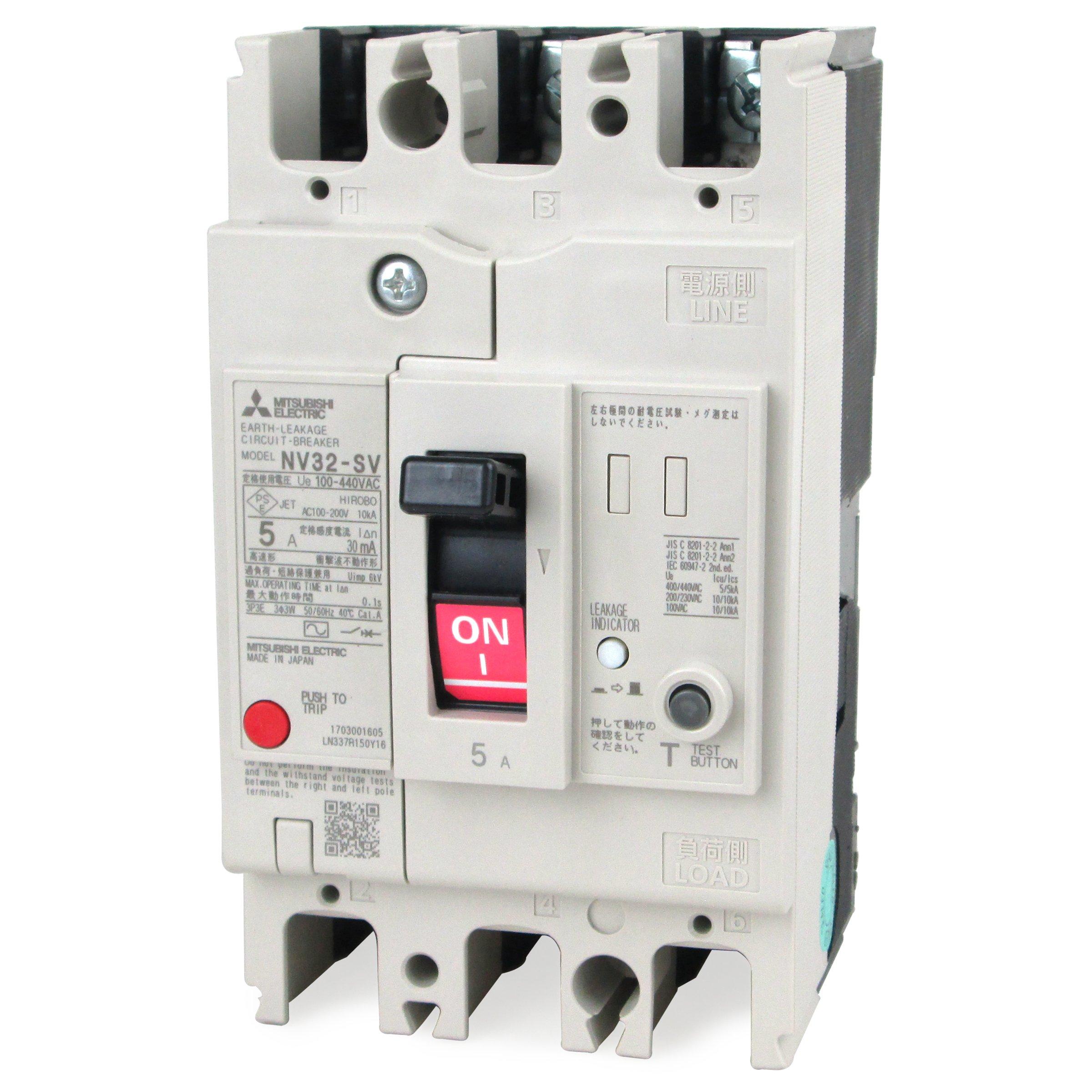 

Mitsubishi Electric 3P 10A 30MA Leakage Circuit NN NV32-SV (Earth Breaker) (3 Pole) (AC 100-440)