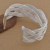 Women Vintage Woven Bracelet Silver Plated Copper Bangle Girls Ethnic Style Wristband Wrist Jewelry