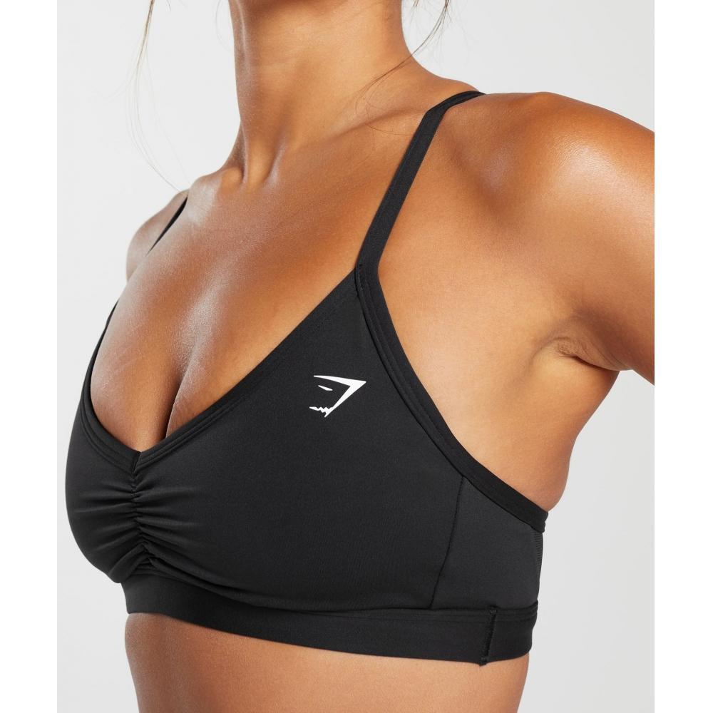 Gymshark Sutien sport cu bretele cu volan Negru B6a6i Bb2j