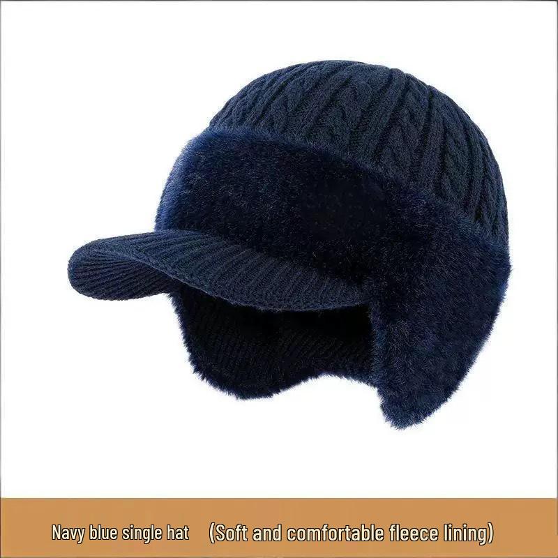 Men s Winter Wool Earmuff Hat - Warm, Windproof & Faux Cashmere Knit for Outdoor Cycling One Size