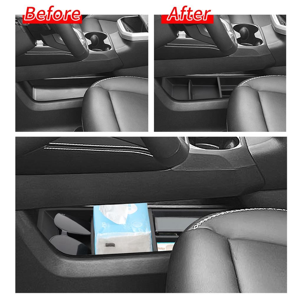 For GMC Terrain 2025 2026 TPE Center Console Lower Layer Storage Box Central Tray Organizer Car Interior Accessories Black