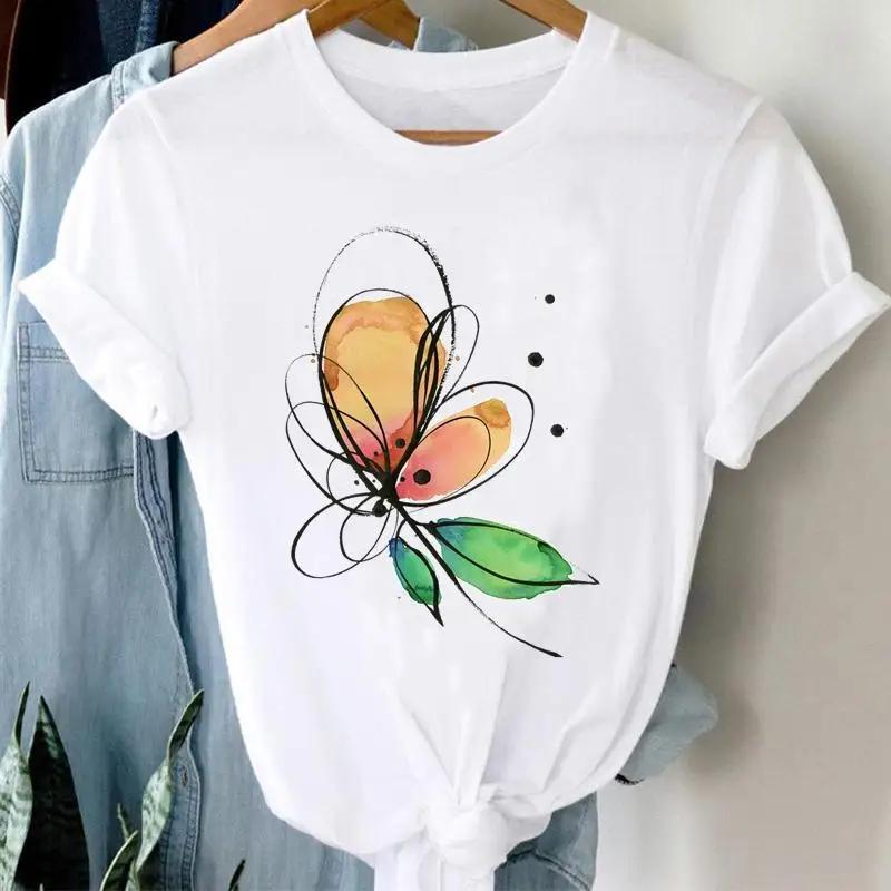 

Plant Pattern Print Cotton Tshirt 2026 Summer New Style for Both Unisex and Women Casual and Stylish Versatile S