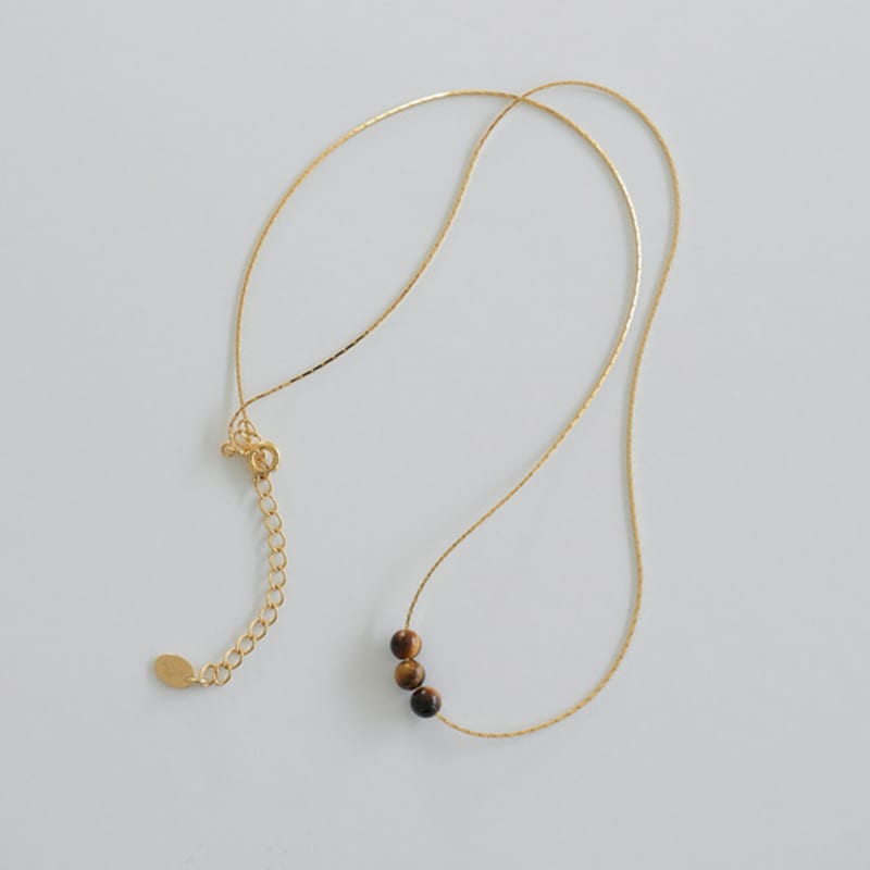 Modernlike 14k Gold-filled Silver Triple Amber Tiger Eye Necklace