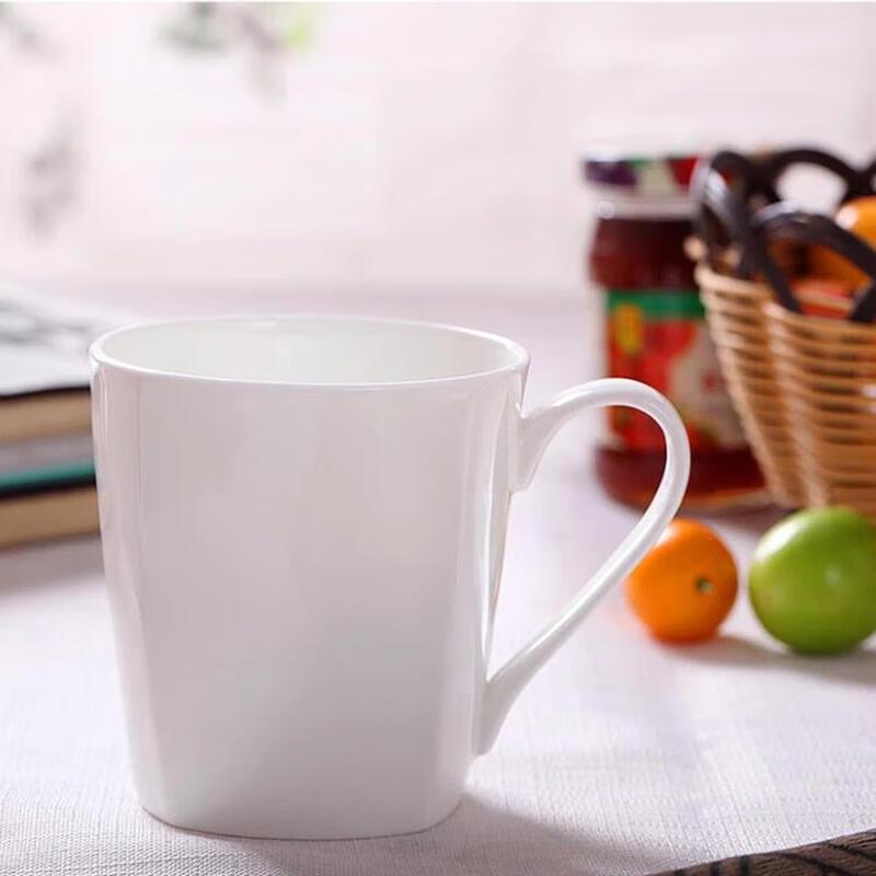 Jingdezhen Bone China Pure White Ceramic Mug, 400ML