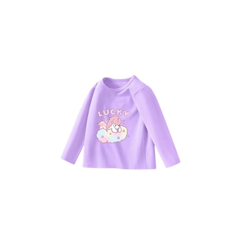 Girl Long Sleeves T-Shirt Spring and Autumn Baby Pure Cotton round Neck Pullover Tops Kids Strawberry Bottoming Shirt Clothes