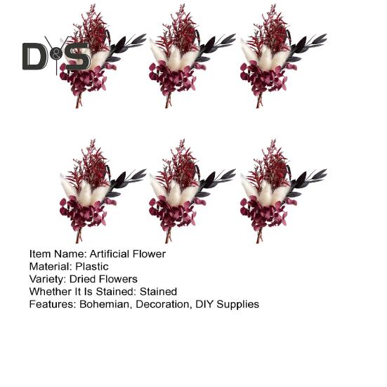 6 buc buchet de flori artificiale uscate, buchet de flori mini boem, DIY meșteșuguri, vază, petrecere de nuntă, acasă, birou, decorare centrală pentru masă