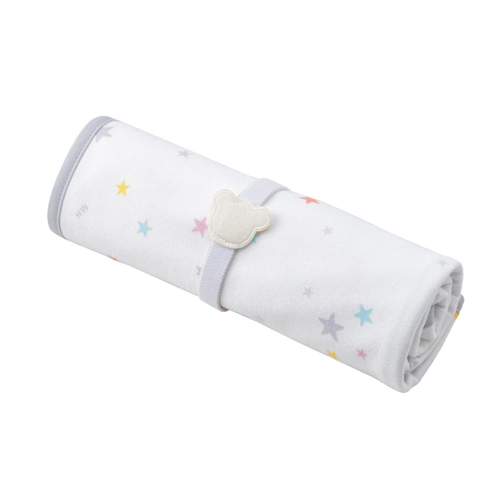 MIKI HOUSE Diaper Changing Mat with Star 52 X 75 Made In Suitable for Boys and Baby White Pattern, Compact, Cm, Waterproof, Japan, Girls, Baby, Kids,