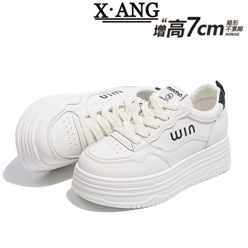 

Genuine leather platform sole white shoes, women s board shoes, spring 2025 new inner height small women s shoes, casual sneakers 40