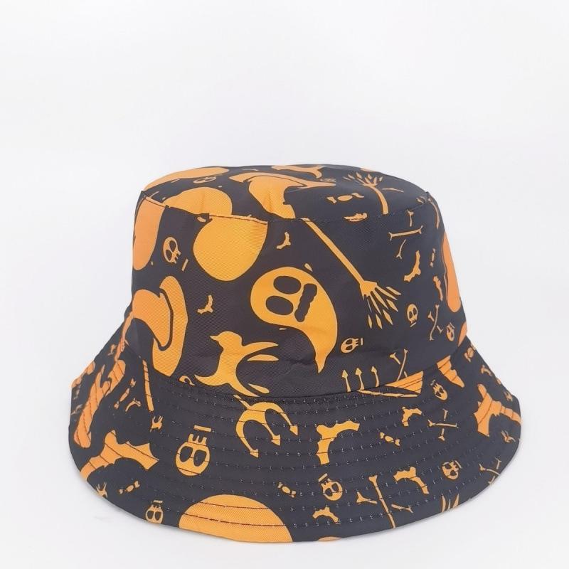 European and American New Halloween Printing Pattern Bucket Hat Graffiti Tie-dye Basin Hat Men and Women Spring and Summer Outdoor Sunscreen