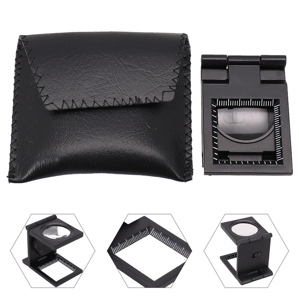 Folding Metal Linen Tester Cloth Magnifier Printer Loupe W/2 Magnifying Glass High Definition Glass Lens For Better Performance