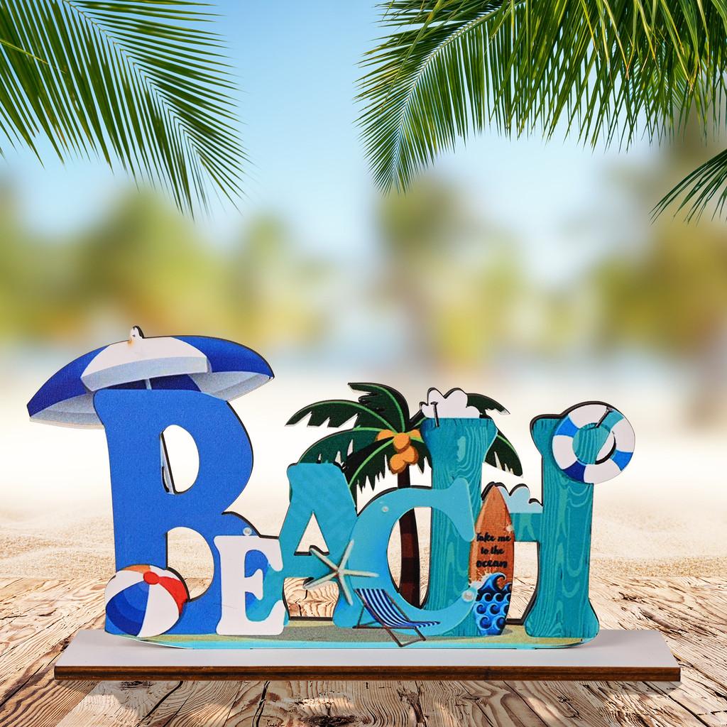 Beach Wooden Ornament Coastal Style Letter Dcor For Home And Event Decoration
