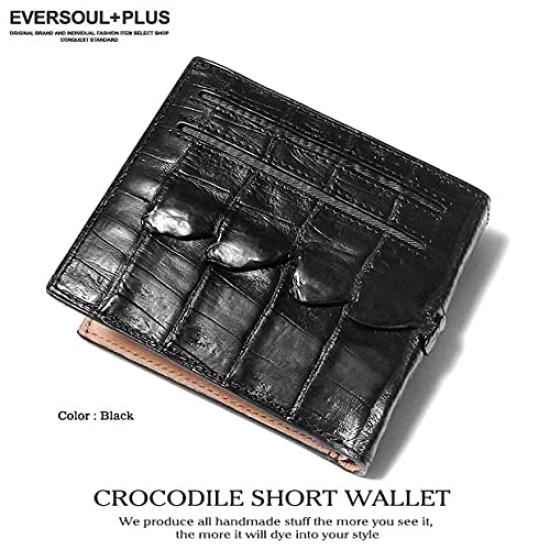 EVERSOUL Men's Bifold Crocodile Leather Wallet with Card Slots and Coin Purse
