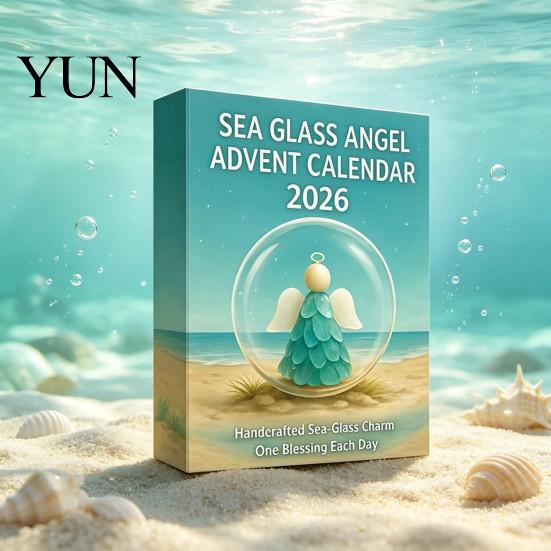 Multi Color Gradient Angels Sea Glass Angel Advent Calendar with 24 Hanging Ornaments for Christmas Tree Decoration, Festive Gift Friends Handmade 2D