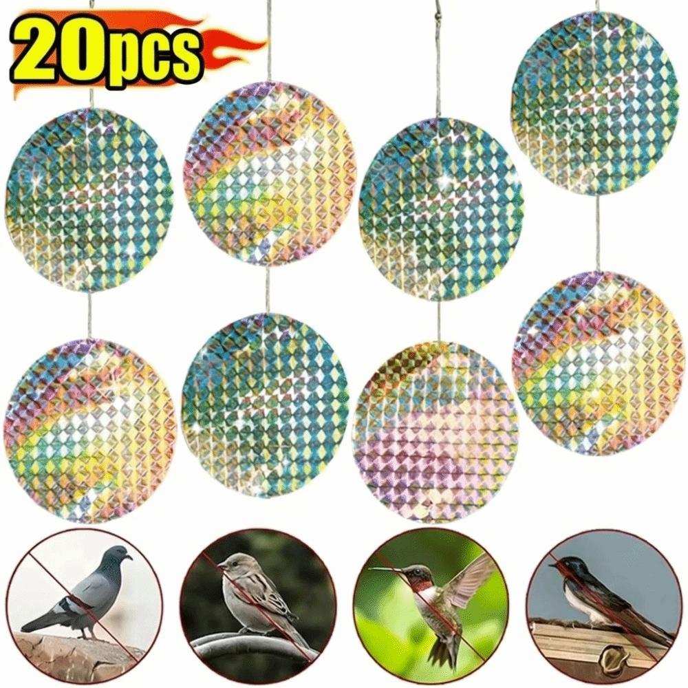 20pcs Reflective Bird Repellent Sticker Round Shape Bird Repellent Tape  Garden Home