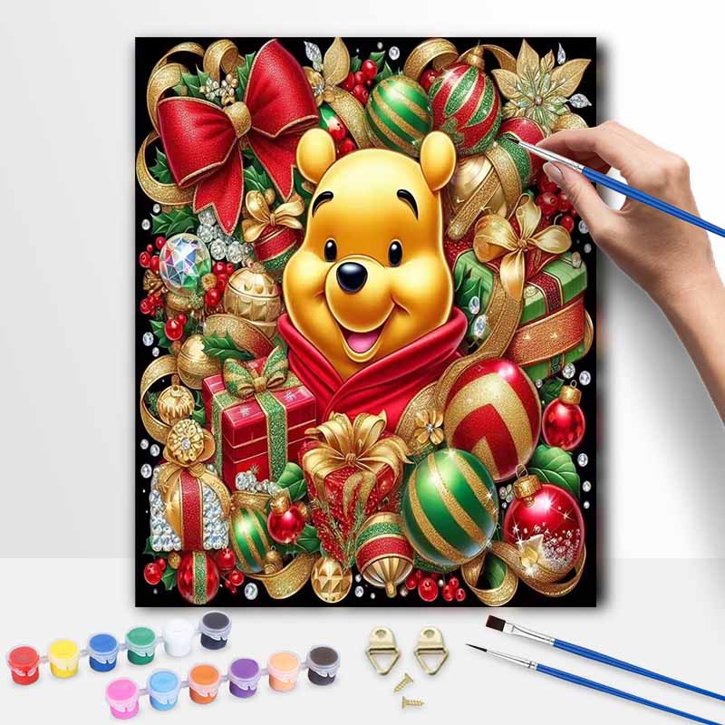 Disney Winnie the Pooh Christmas Oil Painting Kit Home Bedroom Wall Decor Creative Handmade Gift