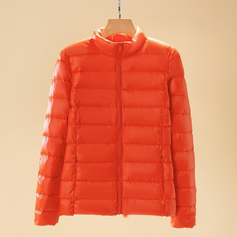 Light Down Jacket Women's Short Autumn and Winter New Stand-up Collar Large Size Lightweight White Duck Down Jacket