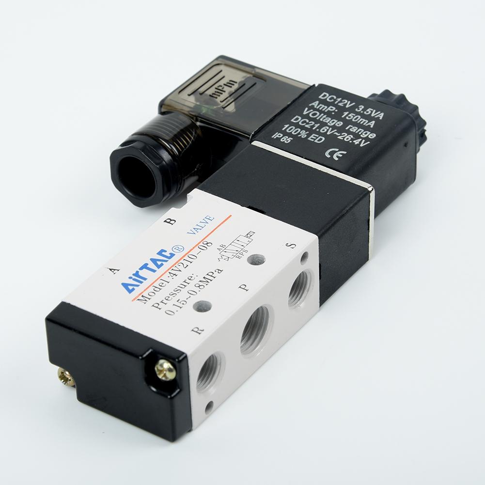 DC 12V 5 Way Pneumatic Electric Solenoid Valve Control Silencers 1/8 UK