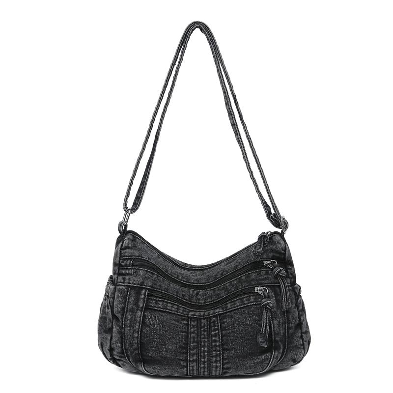 Women's Shoulder Bag Denim Tote Bag College Style Crossbody Bag
