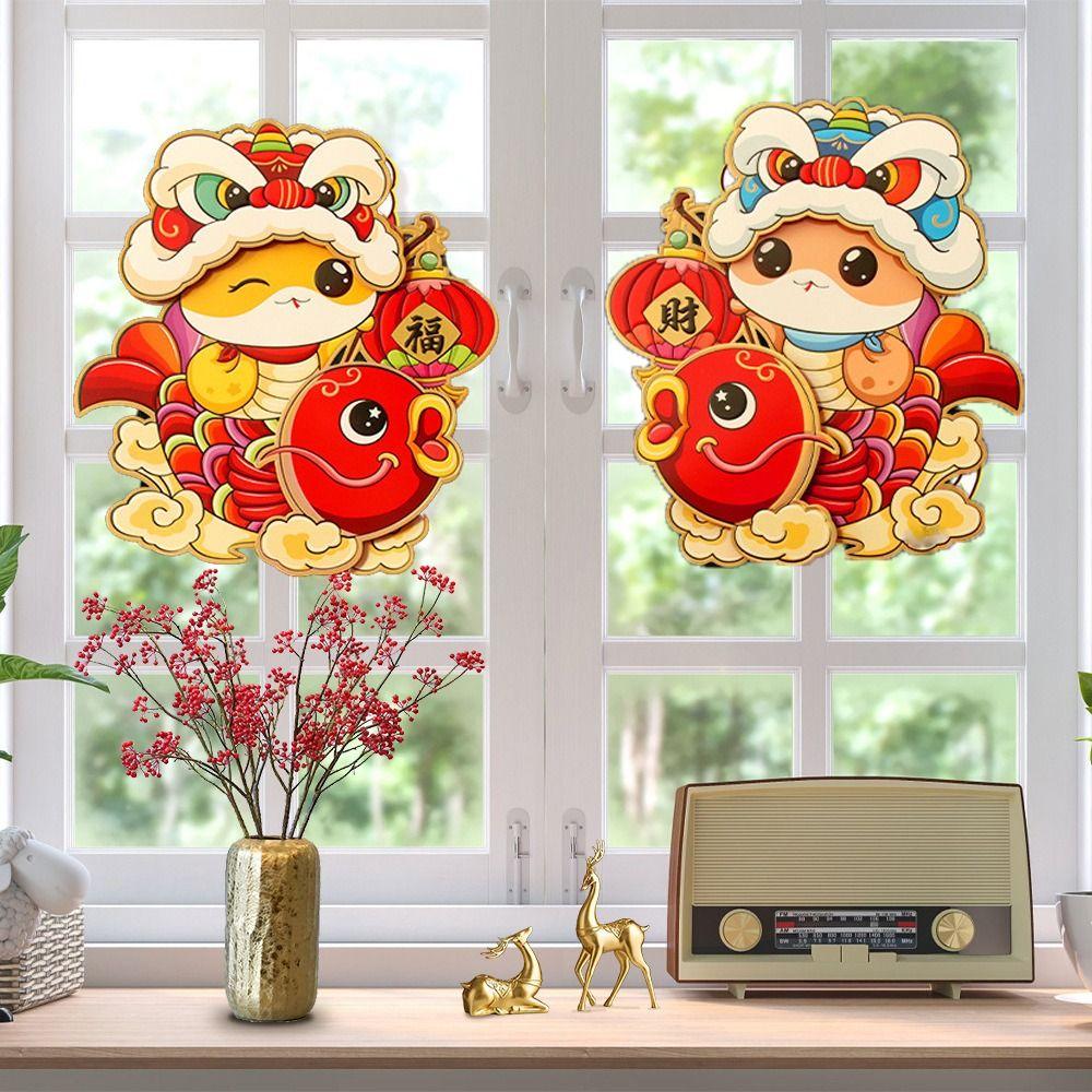 Chinese Style Snake Year Door Stickers Cute Spring Couplet Ornament New Home Decor Supplies  Party