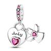 Original 925 Sterling Silver Charms Bead Birthday Month Heart Birthstone Angel Pendant Fit Original Bracelet For Women DIY Gift