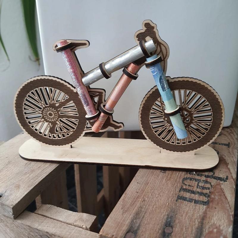 Money Holder Wood Holiday Cash Holder Motorcycle Bike Shape Desktop Ornament For Table Bookshelf Birthday Blessing Supplies