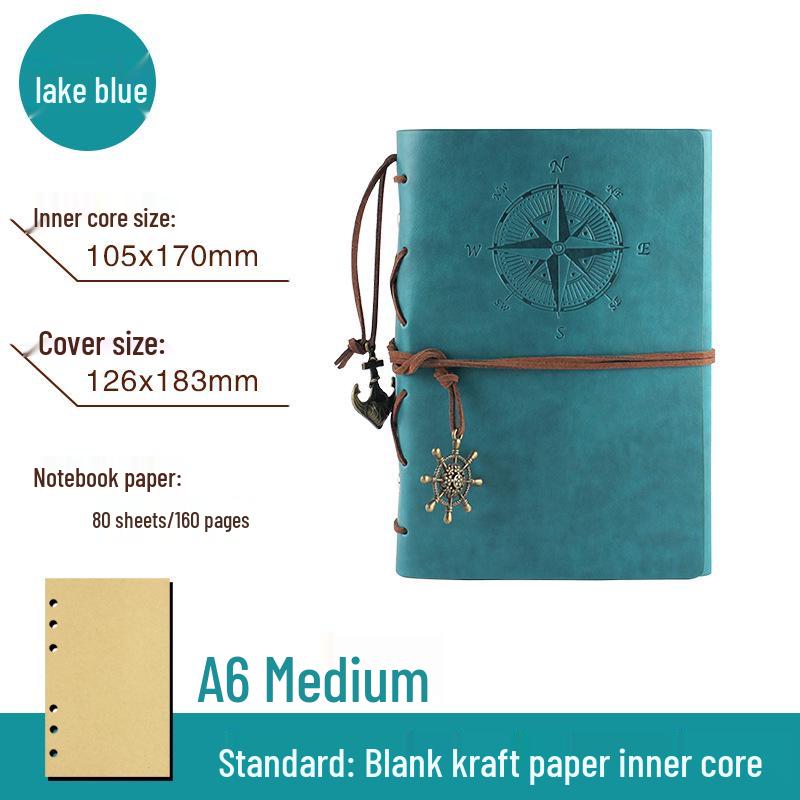 Korean Retro Loose-leaf Notebook: Creative Travel Diary with Pirate Ship Design