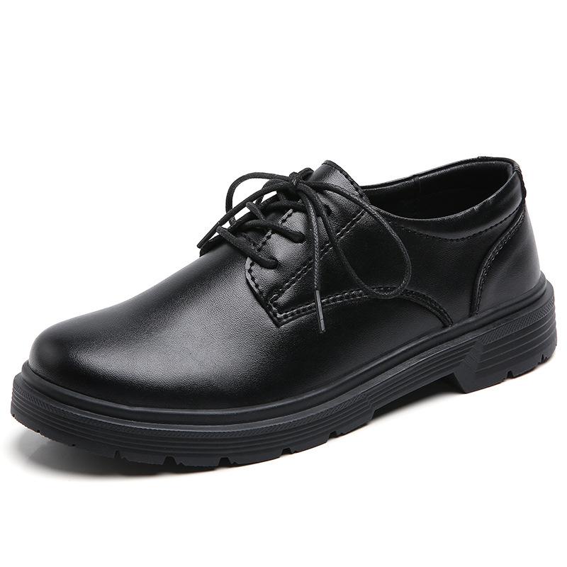 Platform Loafers Single Shoes British Style Small Leather Shoes Spring Thick Heel Lace-Up College Shoes Women