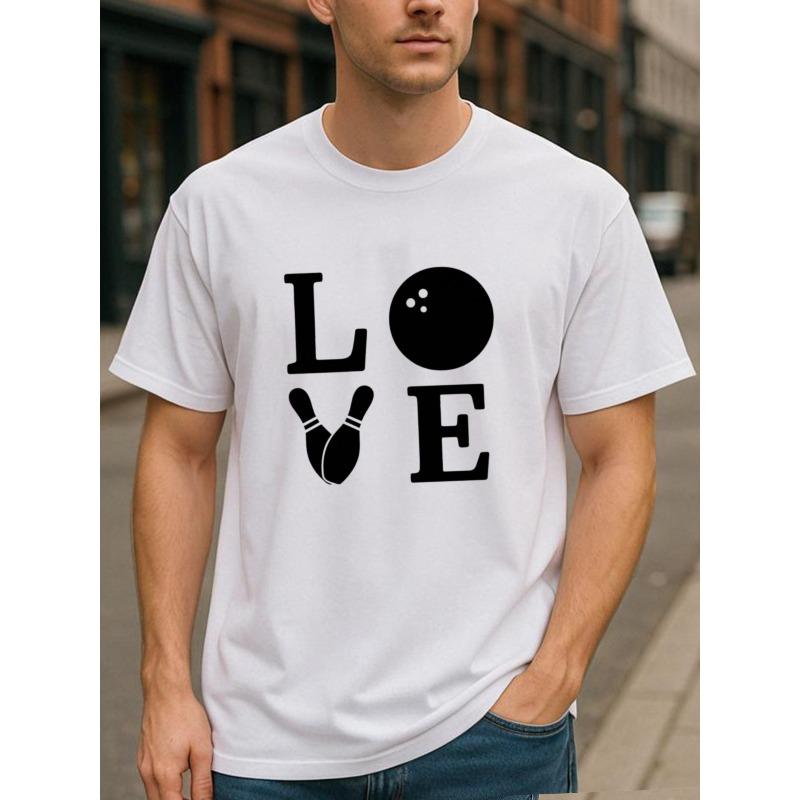 T-shirt à manches courtes avec inscription "LOVE" Élément Bowling Tailles Européennes, Convient pour les Sports d'Extérieur et les Tenues Décontractées du Week-end