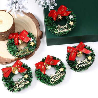 10PC Mini Christmas Wreaths Miniature Christmas Tree Hanging Decor Garland Wreath Mini Craft Wreaths Xmas Scene Decoration Props