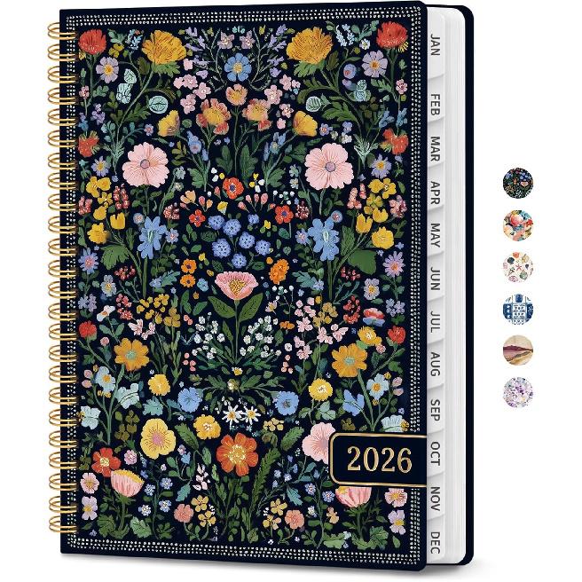 2026 Planner, Weekly and Monthly Planner for Women, Jan 2026 - Dec 2026 Pretty 2026 Calendar Planner with Monthly Tabs, Inner Pocket, Spiral Binding,