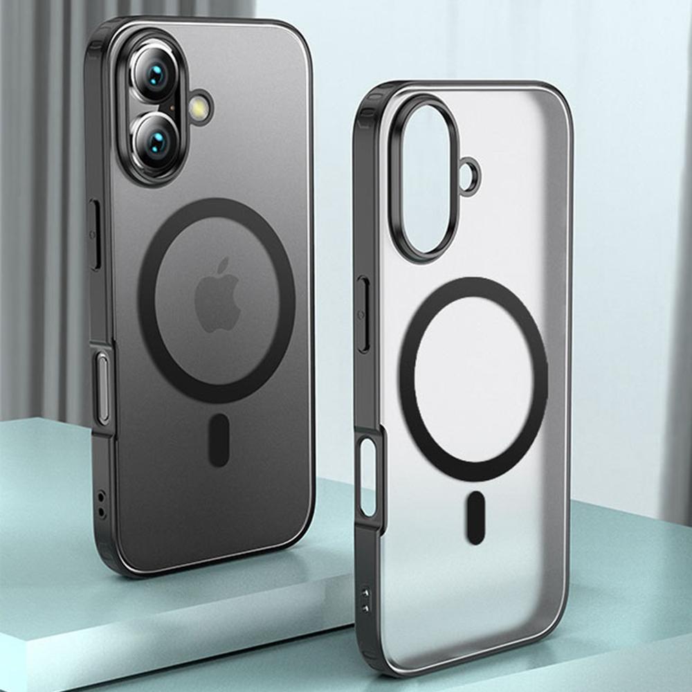 

For iPhone 16 Case Compatible with MagSafe Shockproof PC+TPU Phone Cover Black