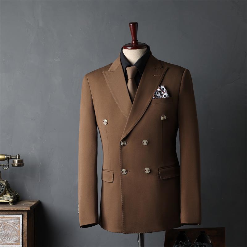 Men's Double-Breasted Three-Piece Suit for Weddings and Formal Events