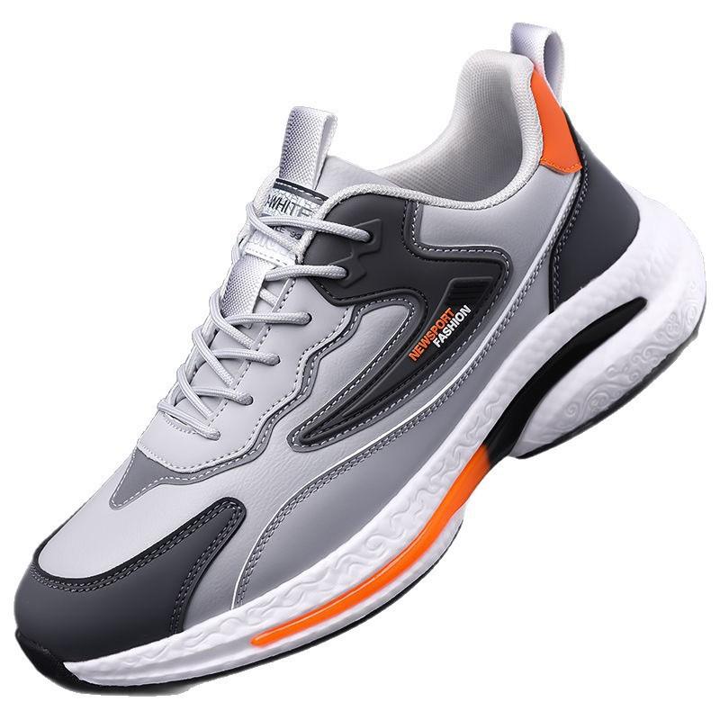 ** shoes men's 2 ** season leather breathable senior casual single shoes lace-up low-top student contrasting running shoes