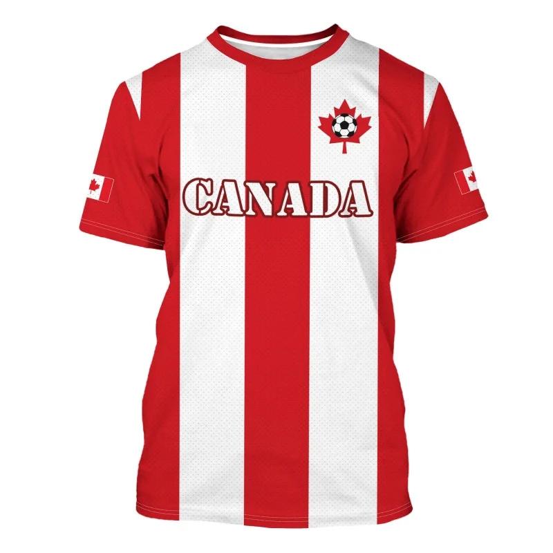 Canadian American Football Flag 3D Printed T-shirt Men's Outdoor Football Sports Shirt Fashionable Summer Casual Comfortable Short Sleeved Tops