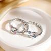 Trendy Adjustable European-American Double Ring with Inlaid Diamonds
