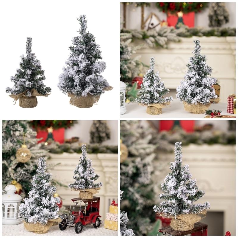 Realistic Snow Covered Christmas Tree Decoration Delicate Burlap Base Snowy Christmas Tree for Home & Office Festival
