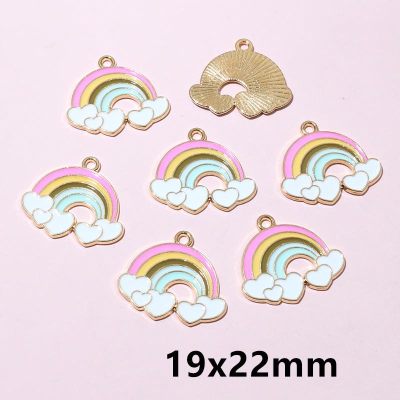 10pcs Cute Enamel Rainbow Charms Pendant Alloy Metal DIY Jewelry Making Accessories Findings for Necklace Earrings Bracelets