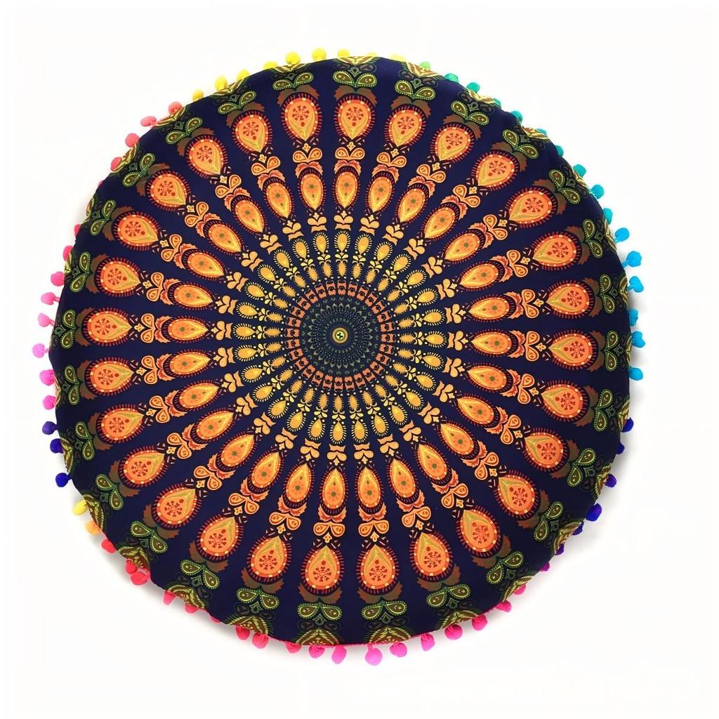 Bohemian 43cm/80cm Round Pillow Case Mandala Pattern Cushion Cover Indian Elephant Retro Meditation Floor Decorative Pillows