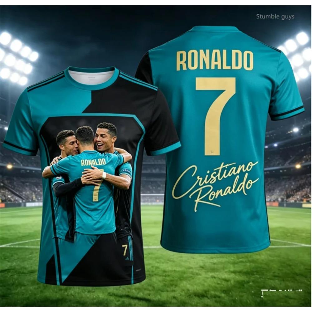 Summer Men Ronaldo 7 T-shirt Football Sportswear Short Sleeve Fashion