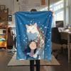 Cat Women  Print Flannel Blanket, High quality Comfortable for All Seasons, Home Decor, Warmth and Comfort