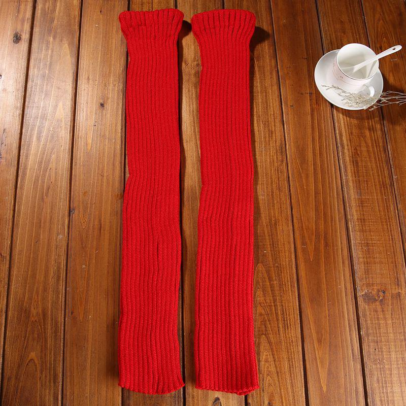 70cm Extra Long Thick Knitted Red Wool Leg Warmers for New Year and Christmas
